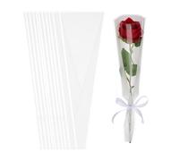 PATIKIL 100 Sachets D'Emballage Pour FleursManches D'Emballage Florales Blanches Avec Rubans Bord Doré Pour Bouquets Mariage Anniversaire Diplôme Cadeau Arrangement17.7"x4.7"x1.2"