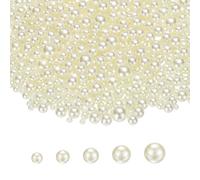 PATIKIL 1000 Perles Sans Trou, 3mm 4mm 5mm 6mm 8mm Mini Perles Fausses Rondes Pour Artisanat Bijoux Fabrication Ongles Remplissage Vase Anniversaire Mariage Fête, Crème