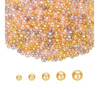 PATIKIL 1000 Perles Sans Trou, 3mm 4mm 5mm 6mm 8mm Mini Perles Rondes Fausses Pour Artisanat Bijoux Manucure Remplissage De Vase Anniversaire Mariage Fête, Rose/Or
