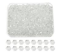 PATIKIL 1000pcs 3mm Bicone Perles En Cristal De Verre, Perles Espaceur Facettées Avec Boîte Pour Fabrication Bracelet Collier Boucles D'Oreilles DIY Attrape-Soleil Artisanat, Blanc Naturel