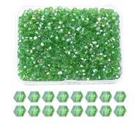 PATIKIL 1000pcs 3mm Perles De Verre Cristal Bicone, Perles Espaceurs Facettées Avec Boîte Pour Fabrication Bracelet Collier Boucles Attrape-Soleil Artisanat, Vert Prairie AB
