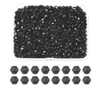 PATIKIL 1000pcs 4mm Bicone Perles En Cristal De Verre, Perles Espaceur En Verre Facetté Avec Boîte Pour Fabrication Bracelet Collier Boucles D'oreilles DIY Attrape-Soleil Artisanat, Noir