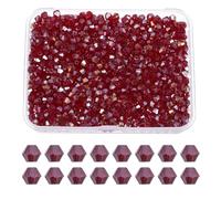 PATIKIL 1000pcs 4mm Perles En Cristal De Verre Bicône, Perles Espaceurs En Verre Facettées Avec Boîte Pour Création Bracelet Collier Boucles Attrape-Soleil Artisanat, Rouge Foncé AB