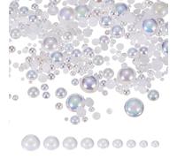 PATIKIL 1000Pcs Perles Et Strass Mixés 2-10mm Tailles Mixées Blanc AB