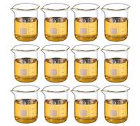 PATIKIL 100ml Faible Forme Verre Bécher, 12 Paquet 3.3 Borosilicate Verre Gradué Imprimé Échelle Mesure Tasses avec Bec Verseur pour Cuisine Labo Liquides