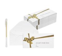 PATIKIL 100Pack Mini Enveloppes, 7x3 Card V Flap Petites Enveloppes de Carte de Visite avec Stylo à Encre Dorée pour Bureau Invitations de Mariage Cadeau de Fête de Diplôme, Blanc