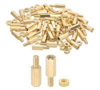 PATIKIL 100Pcs M3x10mm+6mm Entretoise Vis d'Écartement en Laiton Doré | Kit d'Assortiment d'Entretoises Hexagonales, pour Circuits Imprimés, Mâle à Femelle