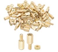 PATIKIL 100Pcs M3x8mm+6mm Entretoise Vis d'Écartement en Laiton Doré | Kit d'Assortiment d'Entretoises Hexagonales, pour Circuits Imprimés, Mâle à Femelle