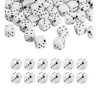 PATIKIL 100Pcs Perles Dé En Acrylique, 8mm/0.3" Cube Perles Dé Charmantes Mignonnes Bracelets Colliers Boucles D'Oreilles DIY Bijoux, Blanc Uni