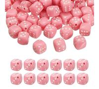 PATIKIL 100Pcs Perles En Acrylique En Forme Dé, 10mm/0.4" Charmes Cubiques Mignons Bracelets Colliers Boucles D'Oreilles DIY Bijoux, Rose Uni