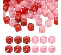 PATIKIL 100Pcs Perles En Acrylique En Forme Dé, 8mm/0.3" Charmes Cubiques Mignons Bracelets Colliers Boucles D'oreilles DIY Bijoux, Mix Candy Apple