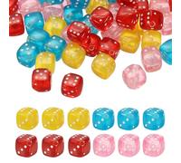 PATIKIL 100Pcs Perles En Acrylique En Forme Dé, 8mm/0.3" Charmes Cubiques Mignons Bracelets Colliers Boucles D'oreilles DIY Bijoux, Mélange Cristal Bonbon