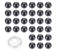 PATIKIL 100Pcs Perles En Hématite Noire, 10mm Perles En Pierre Naturelle Rondes Gemmes Espaceur Véritable Pierre Authentique Avec Cordon Élastique Cristal Pour Création Bracelets Colliers