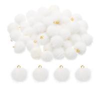 PATIKIL 100pcs Pom Poms Charme, Pompons Charme Artisanat Pom Pompons Pendentifs Boules Petit Moelleux Gland Vrac pour Artisanat Bijoux Fabrication, Blanc