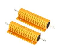PATIKIL 100W 0.5 Ohm Aluminium Coque Résistance, 2 Lot Aluminium Coque Résistance Coque Case Bobiné Résistances Vis Prise Puissance Résistance, Doré