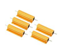 PATIKIL 100W 4 Ohm Aluminium Coque Résistance, 5 Lot Aluminium Coque Résistance Coque Case Bobiné Résistances Vis Prise Puissance Résistance, Doré