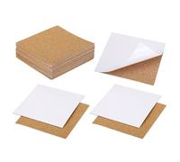 PATIKIL 100x1mm sous-Verres en Liège Autocollants, Lot de 25 Carrés en Liège, Feuilles de Soutien en Liège Réutilisables, Carreaux de Liège pour Boissons et Bricolage, Couleur Marron