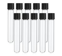 PATIKIL 10ml Tubes à Essai, 10Pcs 3.94x0.63Pouce en Verre Transparent à Fond Rond avec Capuchon en Plastique pour Stockage de Sel, Expérience Scientifique, Propagation des Plantes