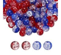PATIKIL 10mm Perles En Verre Craquelé, 120Pcs Perles Rondes Cristal Espaceurs En Vrac Pour DIY Fabrication De Bijoux Bracelets Colliers Boucles D'Oreilles Artisanat, Blue, Red