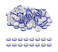 PATIKIL 10mm Rondelle Spacer Bead, 200 Pcs Crystal Rhinestone Loose Bead Spacers Pour Jewelry Making, DIY Bracelets, Necklace, Silver/Dark Blue