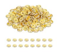 PATIKIL 10mm Rondelle Spacer Bead, 200 Pcs Crystal Rhinestone Loose Bead Spacers Pour Jewelry Making, DIY Bracelets, Necklace, Gold/Silver