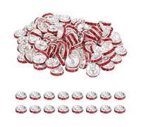PATIKIL 10mm Rondelle Spacer Bead, 200 Pcs Crystal Rhinestone Loose Bead Spacers Pour Jewelry Making, DIY Bracelets, Necklace, Silver/Red