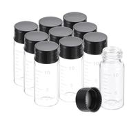 PATIKIL 10pcs 10ml Petits Flacons en Verre Transparent Liquides et Poudres | Bouteilles d'Échantillon Graduées, en Verre Borosilicaté, Avec Bouchon à Vis Noir, pour le Stockage de Solides