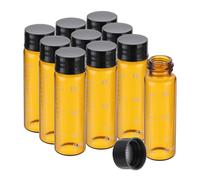 PATIKIL 10pcs 15ml Petits Flacons en Verre Brun Avec Bouchon à Vis Noir | Bouteilles d'Échantillons Graduées en Verre Borosilicaté, pour Stockage de Substances Solides Liquides