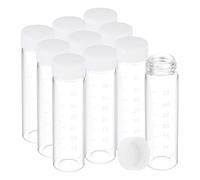PATIKIL 10pcs 40ml Petits Flacons en Verre Transparent pour le Stockage | Avec Bouchon à Vis Blanc, Bouteilles d'Échantillons Graduées en Verre Borosilicaté, de Solides Liquides et Poudres