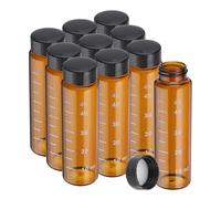 PATIKIL 10pcs 50ml Petits Flacons en Verre Brun Avec Bouchon à Vis Noir | Bouteilles d'Échantillon Graduées en Verre Borosilicaté, pour Stockage de Substances Solides Liquides