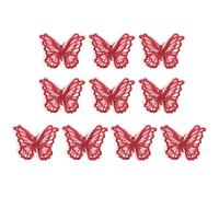 PATIKIL 10Pcs Applique Papillon en Dentelle Brodée, 1.6"X2" Papillon à Coudre Patch Thermocollant avec Appliques en Organza à Double Couche pour Vêtements Robes de Mariée Diy, Bordeaux
