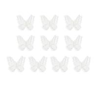 PATIKIL 10Pcs Applique Papillon en Dentelle Brodée, 2"X2.4" Papillon à Coudre Patch Thermocollant avec Appliques en Organza à Double Couche pour Vêtements Robes de Mariée Diy, Blanc