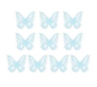 PATIKIL 10Pcs Applique Papillon en Dentelle Brodée, 2"X2.4" Papillon à Coudre Patch Thermocollant avec Appliques en Organza à Double Couche pour Vêtements Robes de Mariée Diy, Bleu Clair
