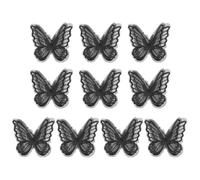 PATIKIL 10Pcs Applique Papillon en Dentelle Brodée, 2"X2.4" Papillon à Coudre Patch Thermocollant avec Appliques en Organza à Double Couche pour Vêtements Robes de Mariée Diy, Noir