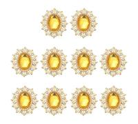 PATIKIL 10Pcs Boutons En Strass, Strass À Coudre À Fond Plat Avec Base En Métal Pierres Miroir Pour Embellissements Créatifs Pour Vêtements Chaussures Chapeaux Sacs, Jaune