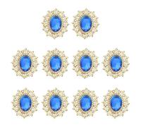 PATIKIL 10Pcs Boutons En Strass, Strass À Coudre À Fond Plat Avec Base En Métal Pierres Miroir Pour Embellissements De Création Pour Vêtements Chaussures Chapeaux Sacs, Bleu Foncé