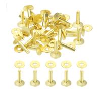PATIKIL 10x3.3x14mm Rivets Et Rondelles En Cuir, 100 Ensembles Rivets Et Rondelles En Laiton Attaches Métalliques Pour Travail Du Cuir, Ceintures, Portefeuilles, Colliers, Bricolage