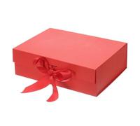 PATIKIL 10x8x3 pouce Magnétique Cadeau Boîte, Pliable Papier Fête Faveur Boites avec Couvercle et Ruban pour Mariage Saint Valentin Jour Anniversaire, Rouge