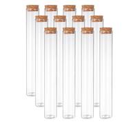 PATIKIL 110ml Tubes À Essai, 12pcs 7.87x1.18 Verre Transparent À Fond Plat Tubes À Essai Avec Bouchon En Liège Pour Perles Fête Bonbons Sels Bain Stockage Expérience Scientifique