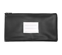 PATIKIL 11x6" Argent Banque Dépôt Sac avec Fermeture, Similicuir Espèces Pièce Chèque Portefeuille Stylo Pochette Sac avec Transparent Fenêtre pour Bureau Voyage, Noir