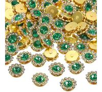 PATIKIL 12 mm Griffes Fleurs à Coudre Perles Strass, 100 Pcs Cristaux Verre Sur Base Métallique Griffes Fleurs pour Chaussures Robe Vêtements Boucle d'Oreille Ceinture, Vert Foncé
