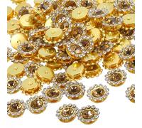 PATIKIL 12 mm Griffes Fleurs à Coudre Perles Strass, 100 Pcs Cristaux Verre Sur Base Métallique Griffes Fleurs pour Chaussures Robe Vêtements Boucles d'Oreilles Ceinture, Marron