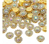 PATIKIL 12 mm Perles Strass à Coudre Griffes Fleur, 100 Pcs Cristaux Verre Sur Base Métallique Griffes Fleur pour l'Artisanat Chaussures Robe Vêtements Boucles d'Oreilles, Blanc Ab