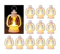 PATIKIL 12 Paquet Mini Lanternes avec Clignotement LED Bougie, 4" Ancien Bougie Lanternes Suspendu Décoratif pour Pièce Maîtresse Halloween Noël Fête, Blanc