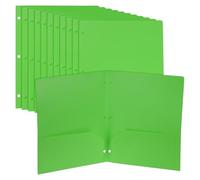 PATIKIL 12 Pcs Chemises Plastique À Deux Poches, Perforées Pour 3 Anneaux, Durable Et Résistante, Chemises À Poches De Taille Lettre Avec Fente Pour Carte De Visite, Vert