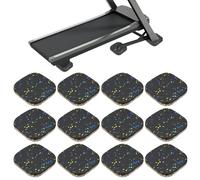 PATIKIL 12 Pcs Tapis de Treadmill, 4x4x0.6 Tapis de Sol en Mousse Haute Densité Anti-Vibration et Anti-Bruit pour Équipement d'exercice pour Tapis Protection Réduction, Jaune Bleu