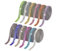PATIKIL 12 Rouleaux Ruban Strass, 0.35" Autocollant Bandes Strass Cristal, 12 Yards Resine Paillettes Diamant Sticker pour DIY Voiture, Multicolore