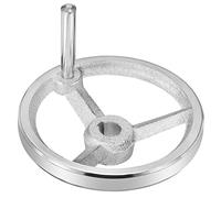 PATIKIL 120mm/4.72 Pouce Diamètre 14mm ID Rotatif Roue Main, 1 Paquet Fonte Chrome Plaqué avec Poignée pour Plusieurs Types de Fraisage Machines et Tours, Argenté