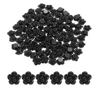PATIKIL 12mm Perles Fleurs Roses, 100 Pièces Perles Fleurs Sculptées Acrylique Coloré à Main pour Fabrication Diy Collier Bracelet Fournitures d'Artisanat, Noir