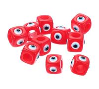 PATIKIL 12mm Perles Œil Maléfique, 20 Pcs Résine Turque Charme Œil Maléfique Perles à Gros Trou Pendentif Connecteur pour Fabrication Bracelets, Colliers, Rouge